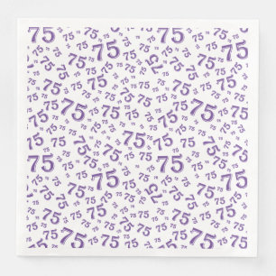 Serviette En Papier Modèle de nombre aléatoire de l'âge 75 Violet/Blan