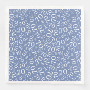 Serviette En Papier Modèle de nombre aléatoire de l'ère 70 Bleu/Blanc