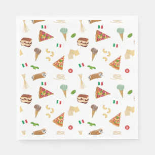 Serviette En Papier Modèle de nourriture italienne Pizza Pâtes Tiramis