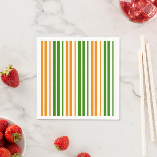 Serviette En Papier Modèle de rayures verticales orange vert blanc