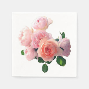 Serviette En Papier Modèle de roses roses aquarelles colorées Élégant