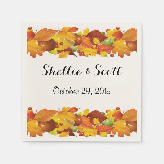 Serviette En Papier Modèle de serviettes Mariage de automne personnali (Devant)