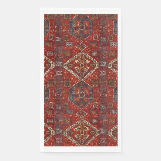 Serviette En Papier Modèle de tapis Oriental en rouge foncé no5 (Devant)