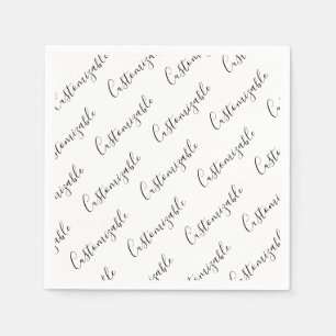 Serviette En Papier Modèle de texte de script moderne éditable Noir