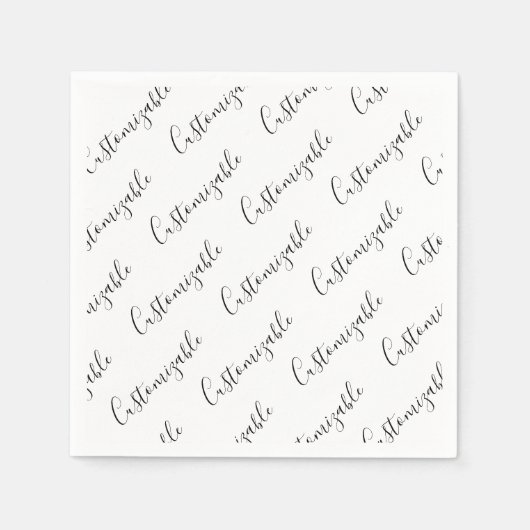 Serviette En Papier Modèle de texte de script moderne éditable | Noir (Devant)