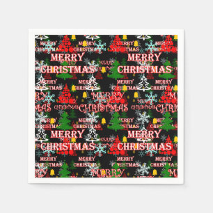Serviette En Papier Modèle de texte décoratif Joyeux Noël