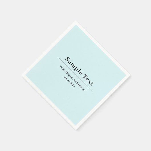 Serviette En Papier Modèle de texte simple et élégant | Bleu Clair (Coin)