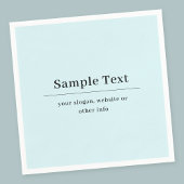 Serviette En Papier Modèle de texte simple et élégant | Bleu Clair