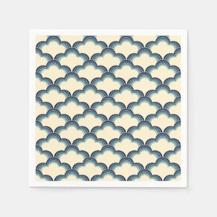 Serviette En Papier Modèle de vagues de style rétro bleu
