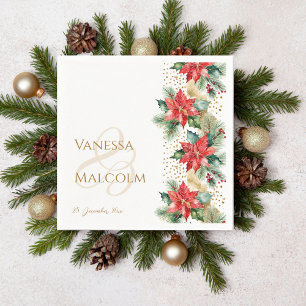 Serviette En Papier Modèle d'or poinsettia d'hiver