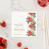 Serviette En Papier Modèle d'or poinsettia d'hiver (En situation)