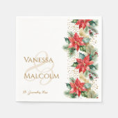 Serviette En Papier Modèle d'or poinsettia d'hiver (Devant)