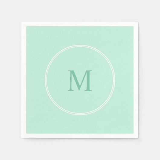 Serviette En Papier Modèle élégant de monogramme vert menthe moderne (Devant)