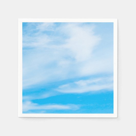 Serviette En Papier Modèle Élégant Moderne Ciel Bleu Nuages Blancs (Devant)