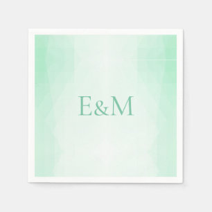 Serviette En Papier Modèle élégant moderne vert menthe monogrammé