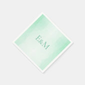 Serviette En Papier Modèle élégant moderne vert menthe monogrammé (Coin)