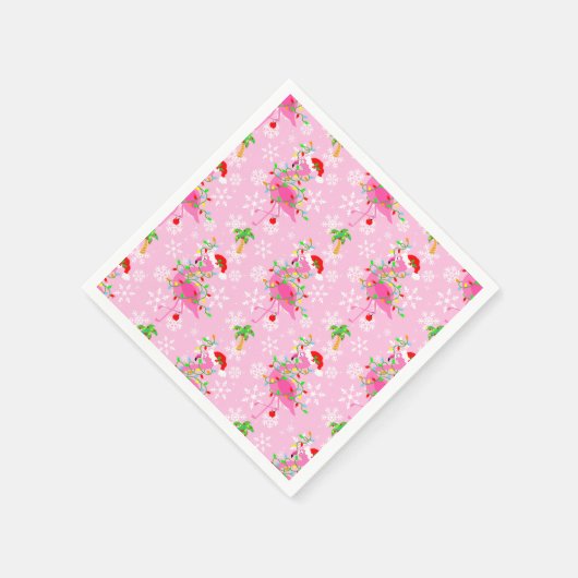 Serviette En Papier Modèle Flamingo rose de Noël (Coin)