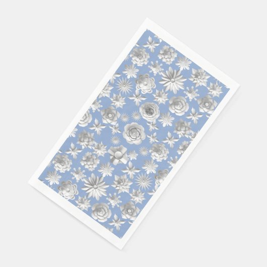 Serviette En Papier Modèle floral 3D 01.wx4.LBlue BG (Coin)