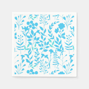 Serviette En Papier Modèle floral bleu.ST01 Aucun BG