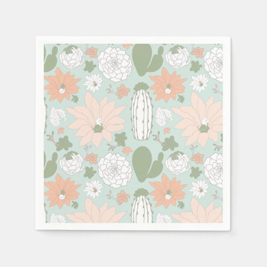 Serviette En Papier Modèle floral Cactus (Devant)