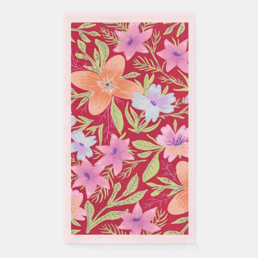 Serviette En Papier Modèle floral coloré (Devant)