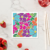 Serviette En Papier Modèle Floral Coloré (En situation)