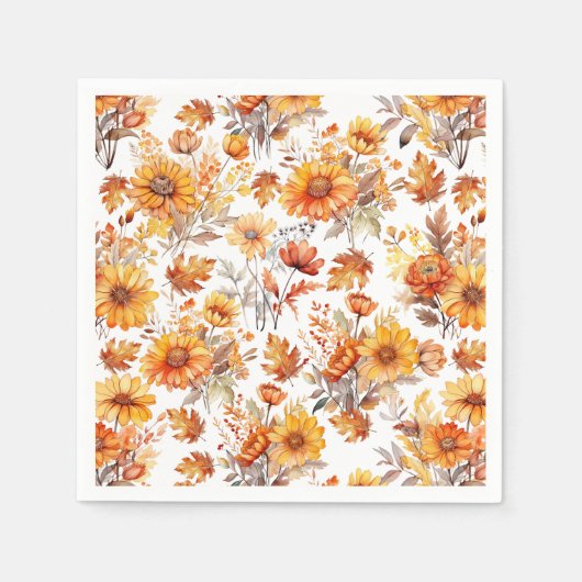 Serviette En Papier Modèle floral d'automne B01 (Devant)