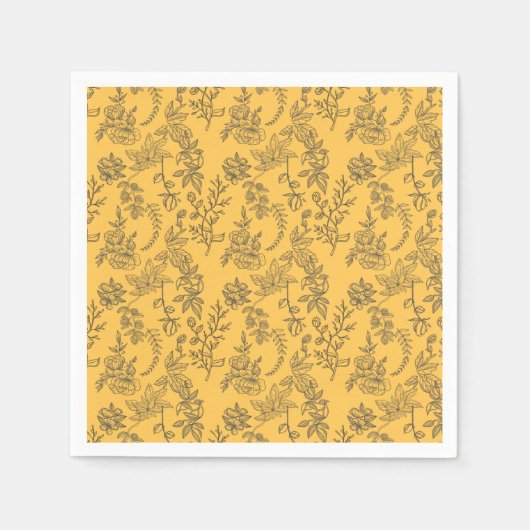 Serviette En Papier Modèle floral de pays français jaune (Devant)