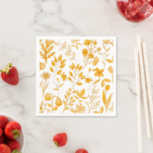 Serviette En Papier Modèle Floral d'or pour l'automne