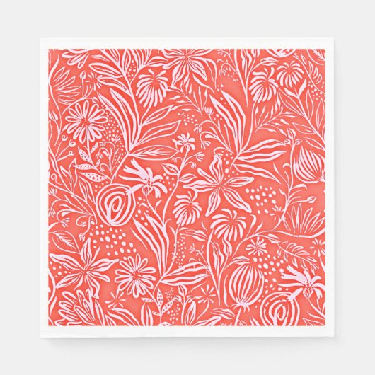 Serviette En Papier Modèle floral favori en rouge (Devant)