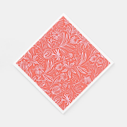Serviette En Papier Modèle floral favori en rouge (Coin)