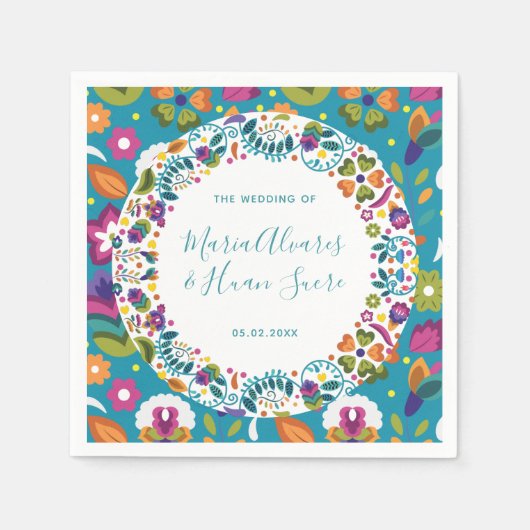 Serviette En Papier Modèle floral Mariage mexicain personnalisé (Devant)