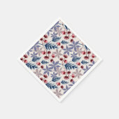 Serviette En Papier Modèle floral rétro aux fleurs roses et bordeaux (Coin)