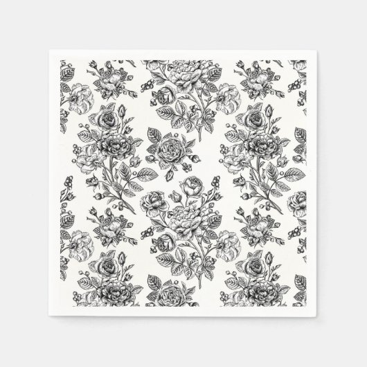 Serviette En Papier Modèle Floral Rose vintage (Devant)