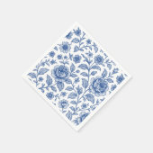 Serviette En Papier Modèle Floral Royal Bleu Rose (Coin)