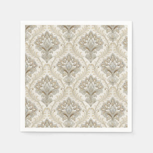 Serviette En Papier Modèle floral sans couture en damas or royal