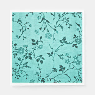 Serviette En Papier Modèle floral turquoise