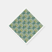 Serviette En Papier Modèle Floral turquoise & Jaune (Coin)