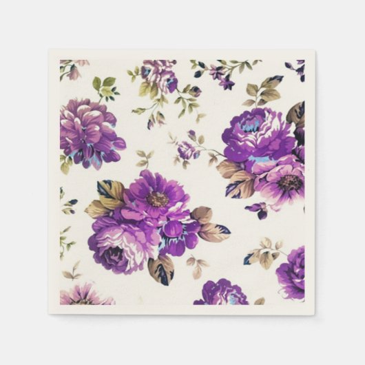 Serviette En Papier Modèle floral violet (Devant)