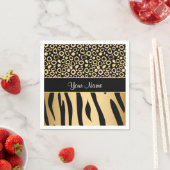 Serviette En Papier Modèle Leopard noir et or et Zèbre (En situation)