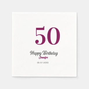 Serviette En Papier modèle mauve 50e anniversaire ajouter nom date ann