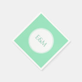 Serviette En Papier Modèle Monogramme Vert Menthe Élégant Moderne (Coin)