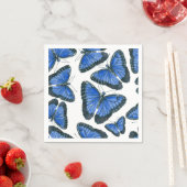 Serviette En Papier Modèle motif de papillon bleu morpho (En situation)