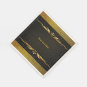 Serviette En Papier Modèle noir et or élégant, personnaliser, (Coin)