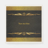 Serviette En Papier Modèle noir et or élégant, personnaliser, (Devant)