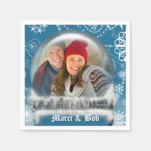 Serviette En Papier Modèle photo du Globe des neiges de Noël personn