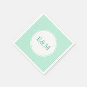 Serviette En Papier Modèle vert menthe élégant moderne monogramme (Coin)