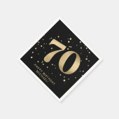 Serviette En Papier Modern 70th Seventy Birthday | Gold Black Glitter (Coin)