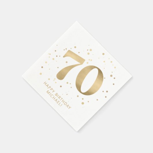Serviette En Papier Modern 70th Seventy Birthday | Gold Glitter (Coin)