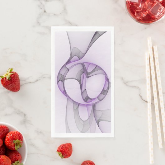 Serviette En Papier Modern Abstract Fractal Art Lavender Gray (En situation)